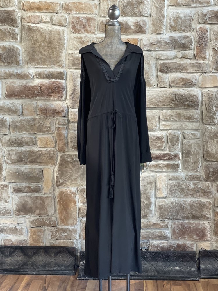 Taylor Black Jersey Knit Crochet Detail Dress, Size 24W