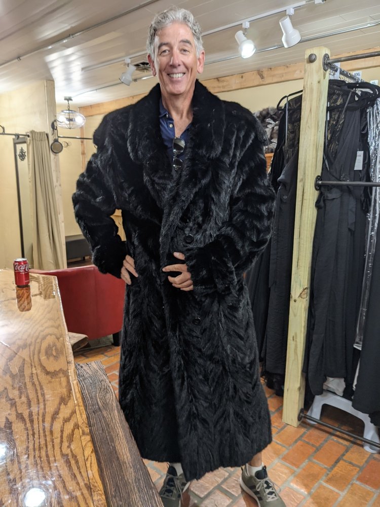 Furs of Distinction Black Mink Paw Trench Coat, Size 2XL