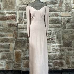 Calvin Klein Pink Shimmer Line Off the Shoulder Gown, Size 14