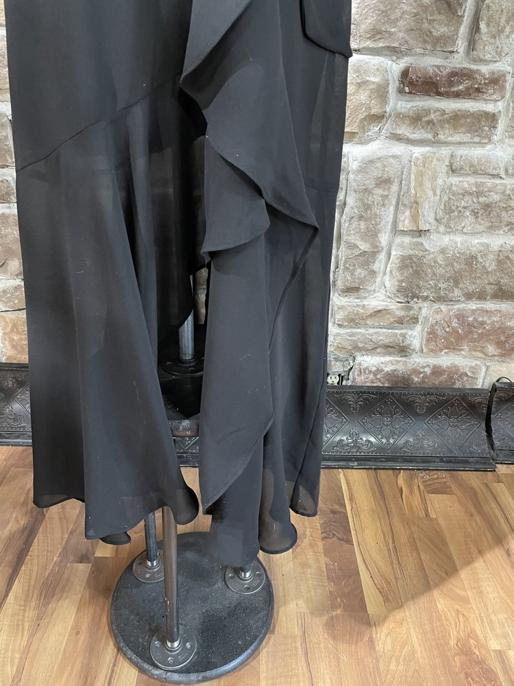 Gabby Skye Black Sheer Flutter Sleeve Dress Dress, Size 14