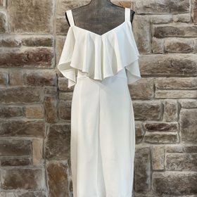 Rachel Zoe White Ruffle Cold Shoulder Dress, Size 20W