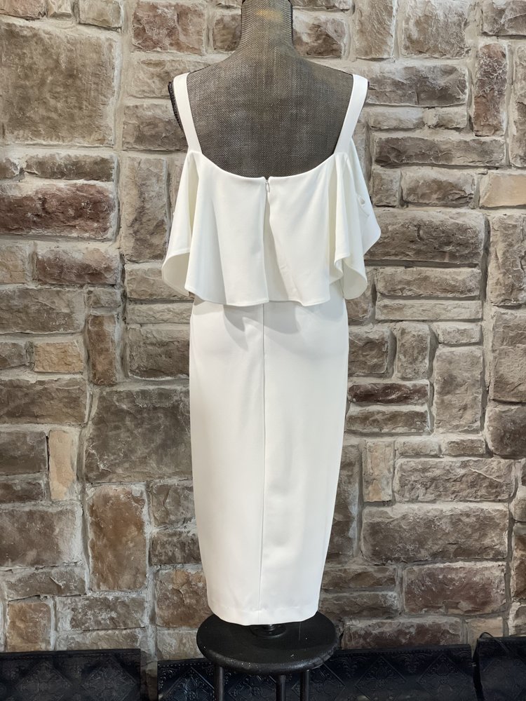 Rachel Zoe White Ruffle Cold Shoulder Dress, Size 20W
