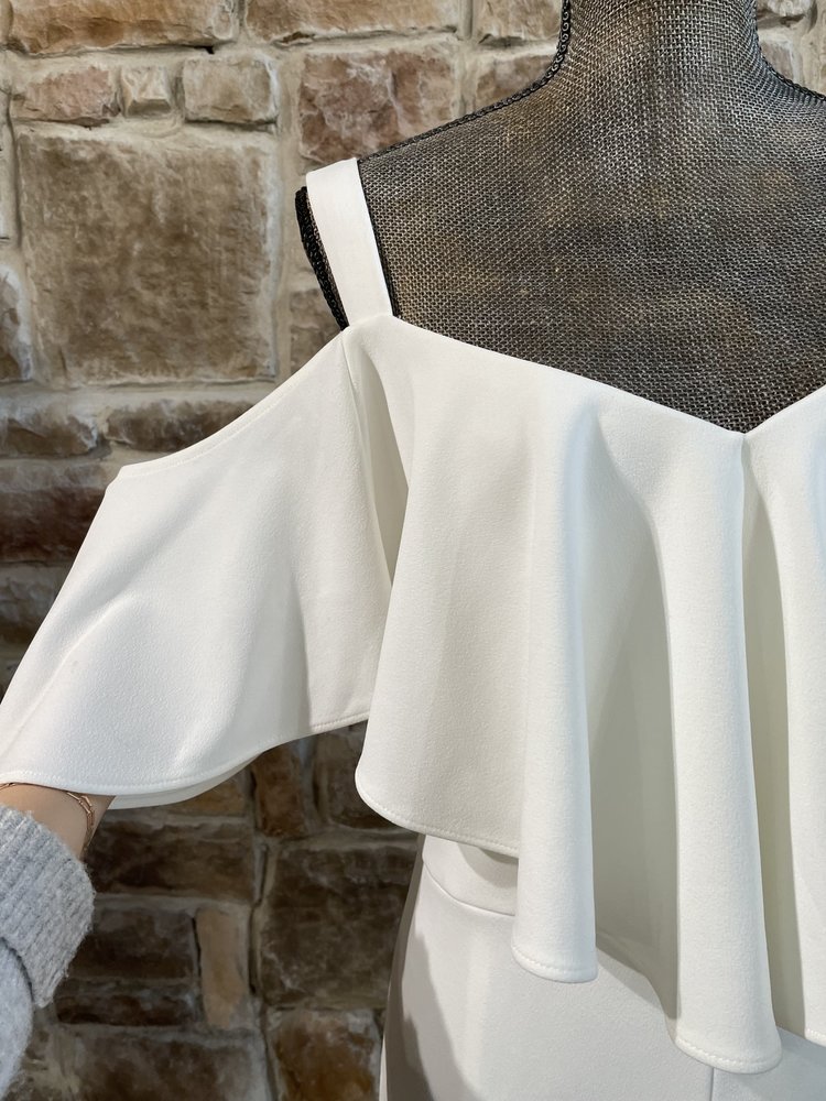 Rachel Zoe White Ruffle Cold Shoulder Dress, Size 20W