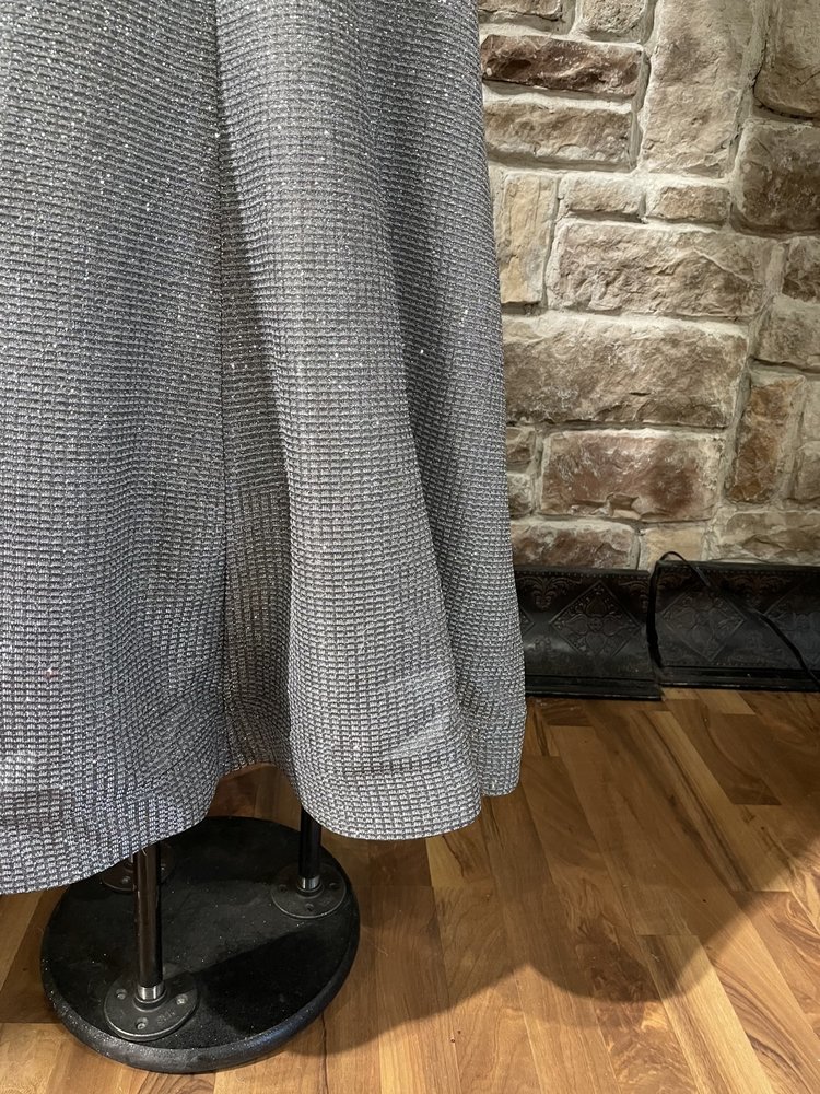 Sequin Hearts Silver V Neck Glitter Gown