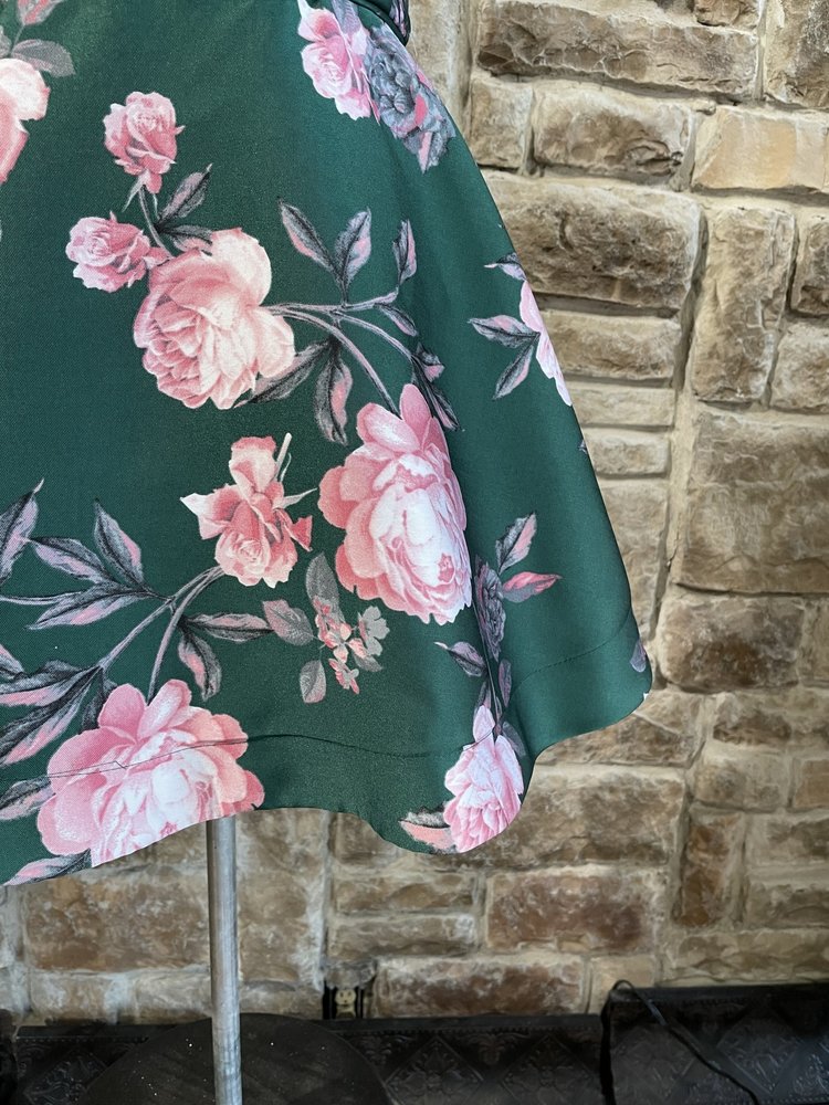 Crystal Doll Green and Pink Floral Sweetheart Dress, Size 3/4