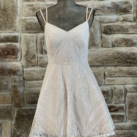 City Studio White Sequin Mesh Overlay Dress