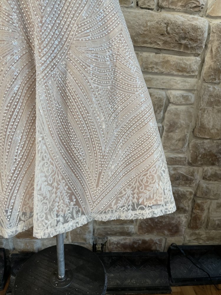 City Studio White Sequin Mesh Overlay Dress