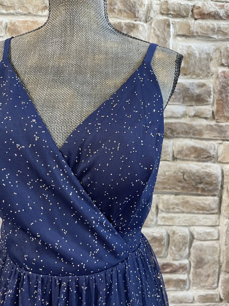 Speechless Navy Gold Speck Tulle Dress