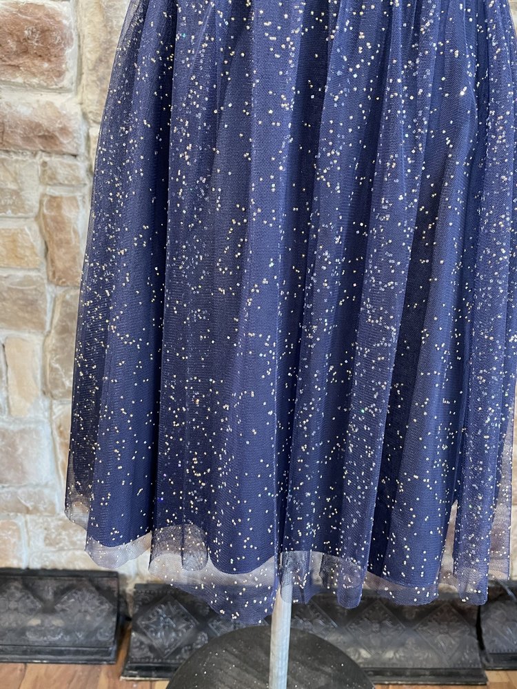 Speechless Navy Gold Speck Tulle Dress