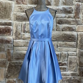City Studio Blue Satin Halter Dress w/ Pockets