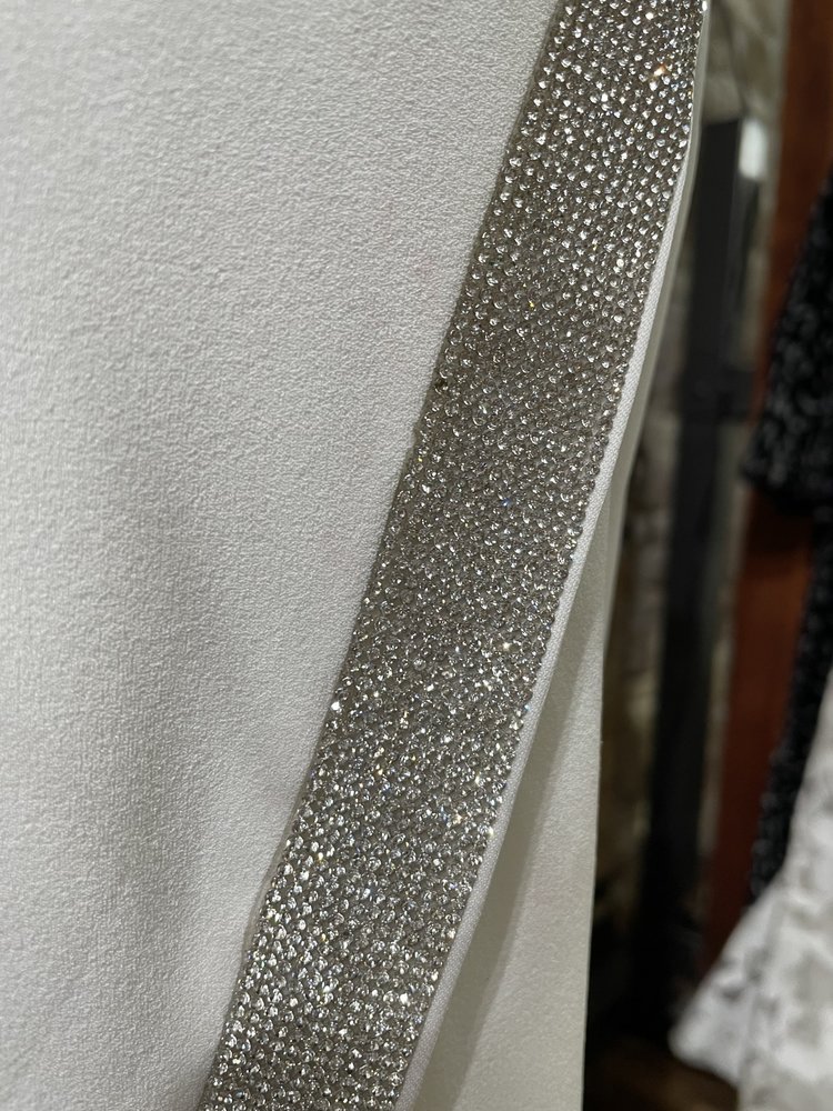 BCX White Halter Rhinestone Slit Gown