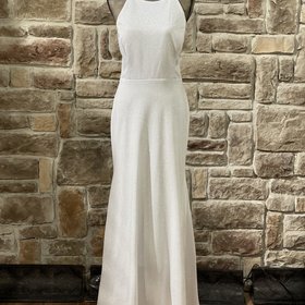 Jump Apparel White Sparkle Side Strap Gown, Size 15/16