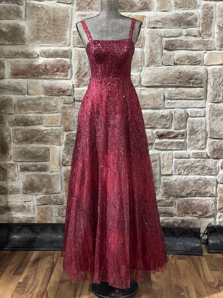TLC Say Yes to the Prom Red Glitter Mesh Gown w/ Pockets