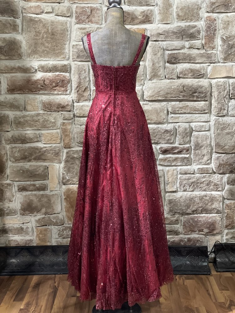TLC Say Yes to the Prom Red Glitter Mesh Gown w/ Pockets