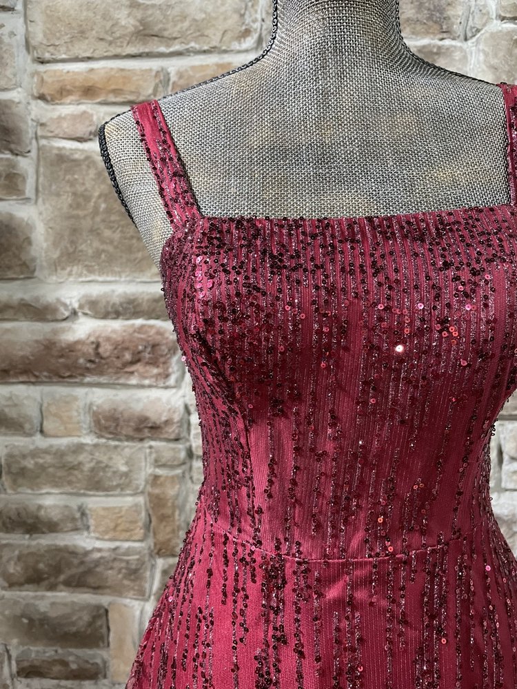 TLC Say Yes to the Prom Red Glitter Mesh Gown w/ Pockets