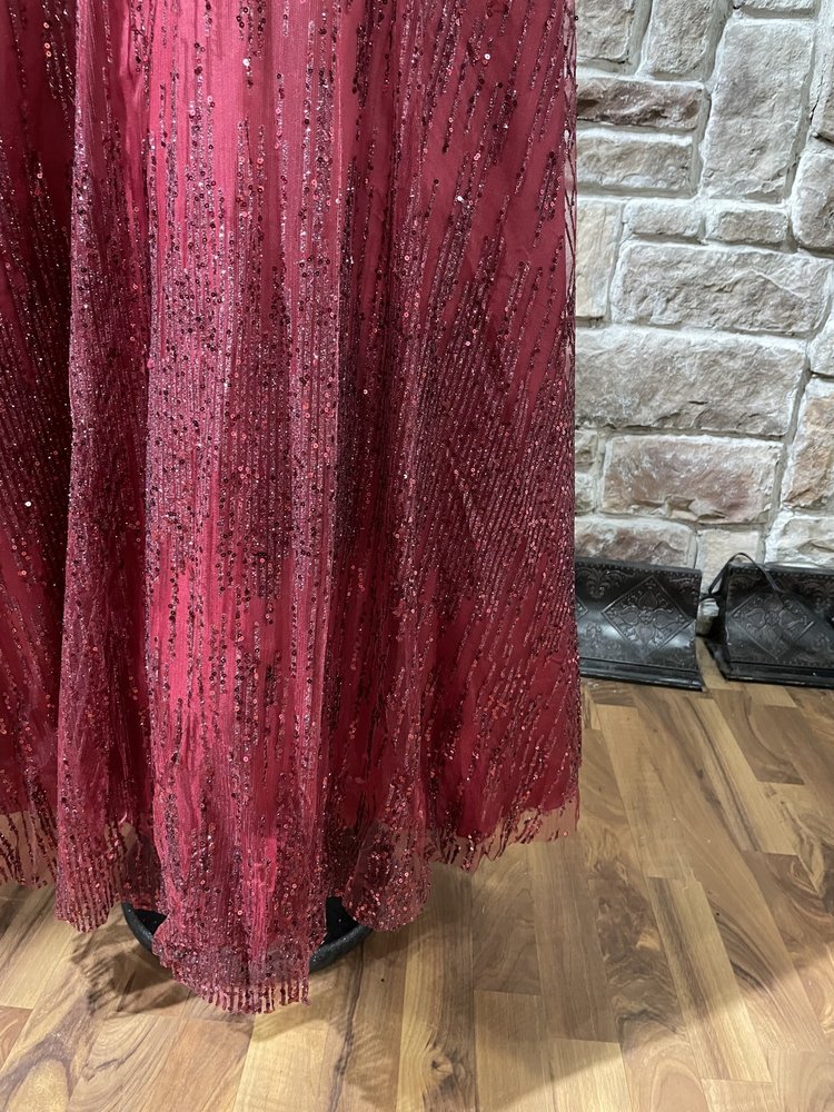 TLC Say Yes to the Prom Red Glitter Mesh Gown w/ Pockets