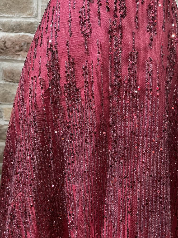 TLC Say Yes to the Prom Red Glitter Mesh Gown w/ Pockets