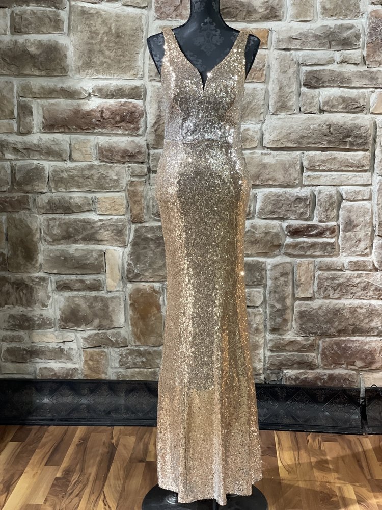 Crystal Doll Gold Ombre Sequin Sweetheart Gown