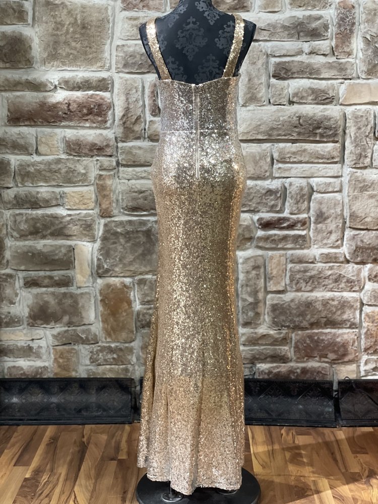 Crystal Doll Gold Ombre Sequin Sweetheart Gown