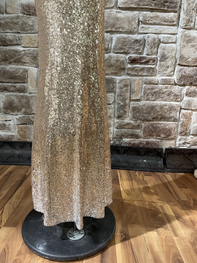 Crystal Doll Gold Ombre Sequin Sweetheart Gown