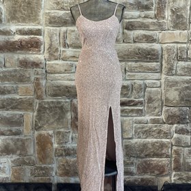 Teeze Me Blush Sequin Shimmer Open Back Gown