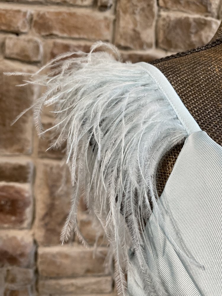 Speechless Blue Feather Strap Gown w/ Pockets