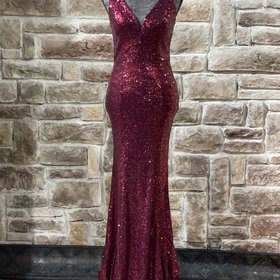 Crystal Doll Maroon Sequin Sweetheart Gown