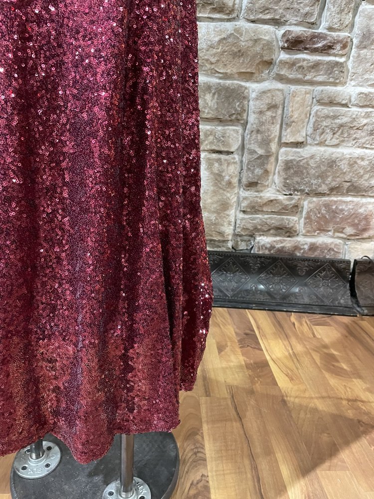 Crystal Doll Maroon Sequin Sweetheart Gown