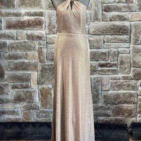 City Studio Gold Shimmer Twist Halter Gown