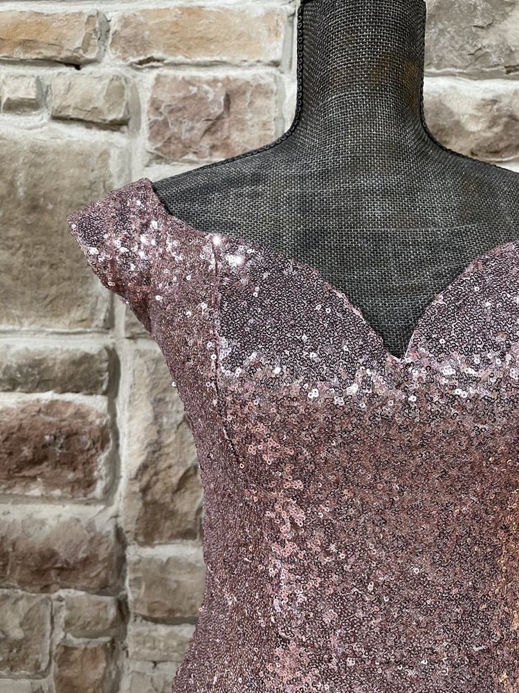 B Darlin Pink Sequin Sweetheart Gown