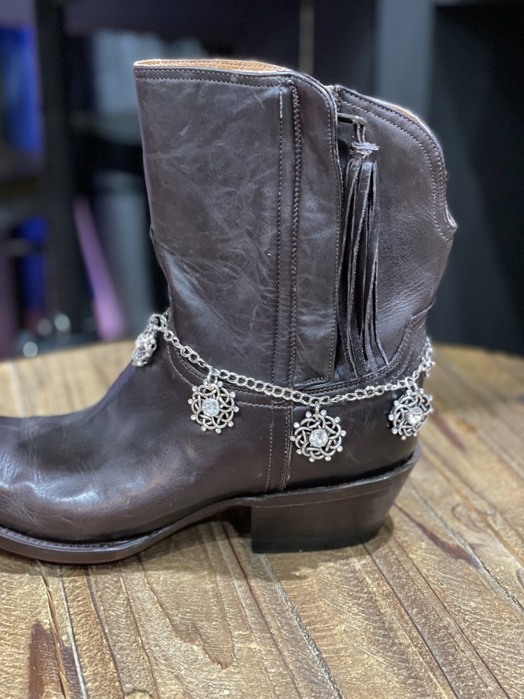 Silver Gem Medallion Boot Bling