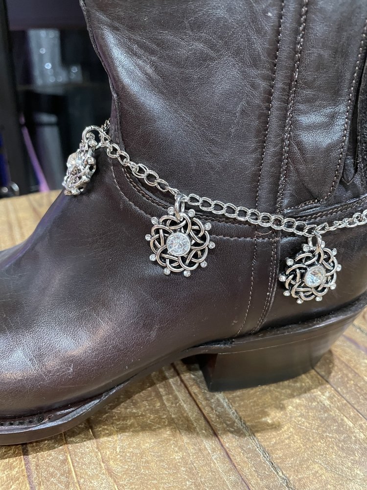 Silver Gem Medallion Boot Bling