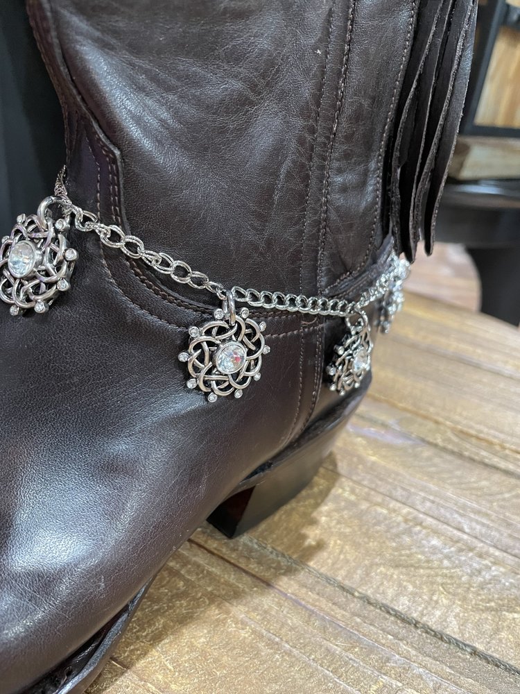 Silver Gem Medallion Boot Bling