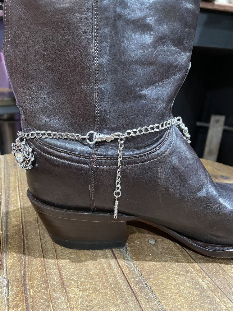 Silver Gem Medallion Boot Bling