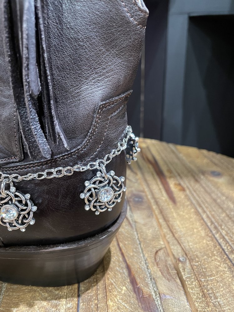 Silver Gem Medallion Boot Bling