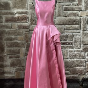 Sherri Hill Pink Side Ruffle Gown w/Pockets, Size 10