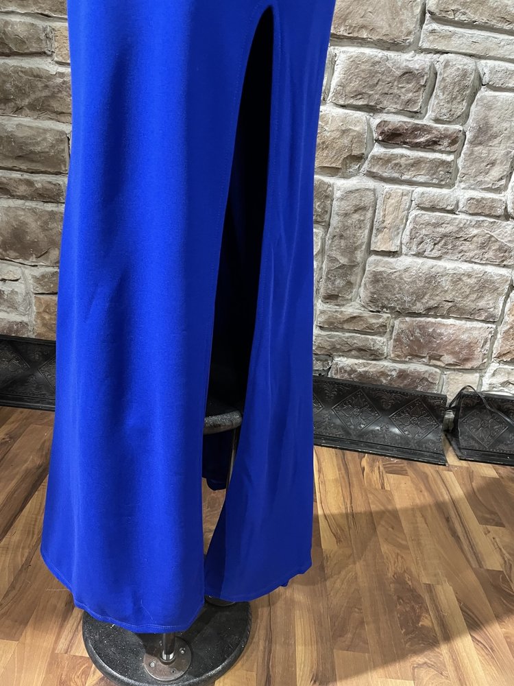 City Studio Royal Blue Embroidered Bodice Cut Out Gown, Size 5/6