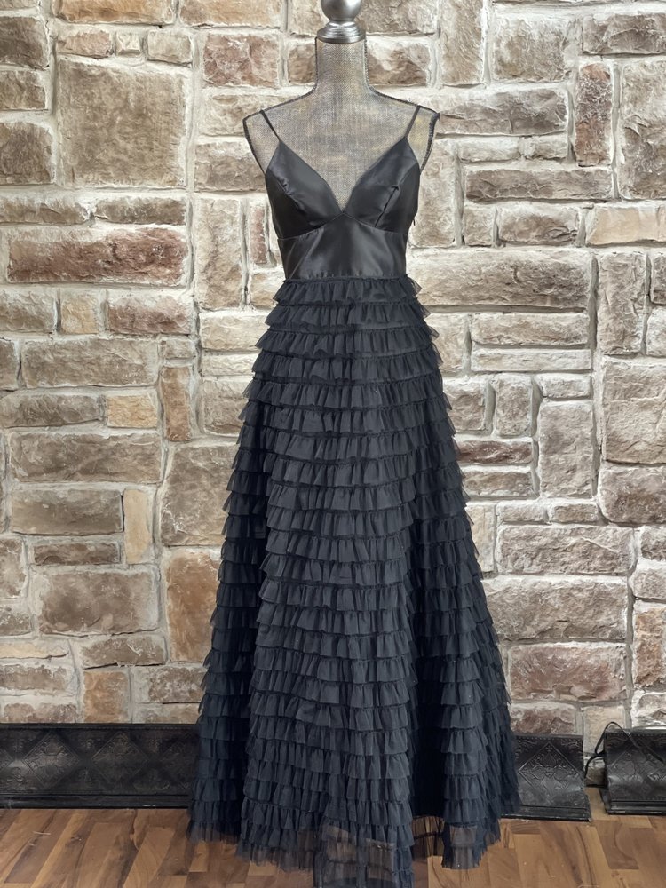 TLC Say Yes to the Prom Black Multi-Layered Tulle Gown