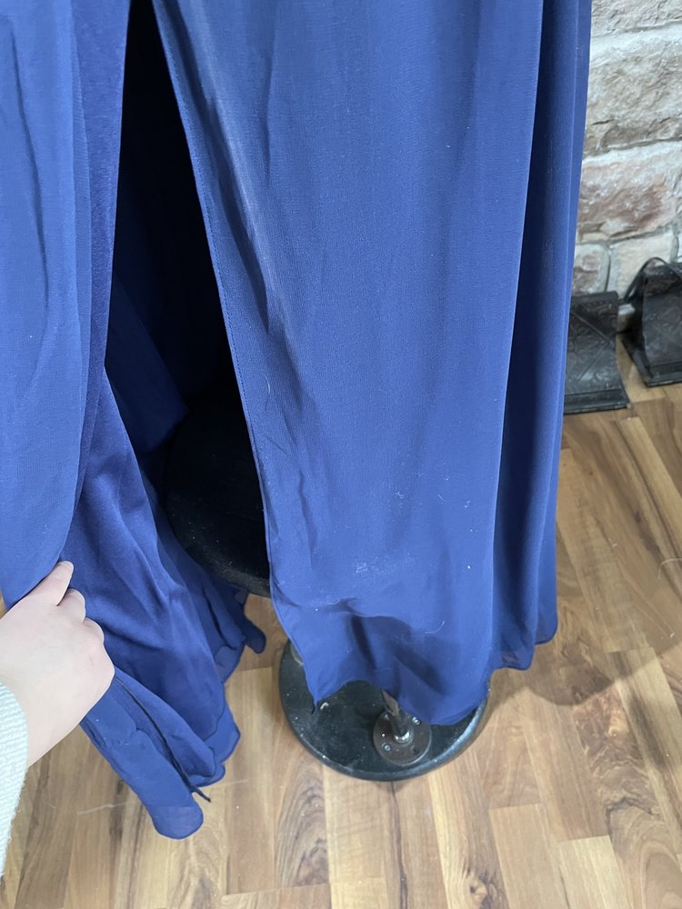 City Studio Navy Banded Waist Chiffon Gown