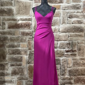 Jump Apparel Fuchsia Strappy Back Side Slit Gown