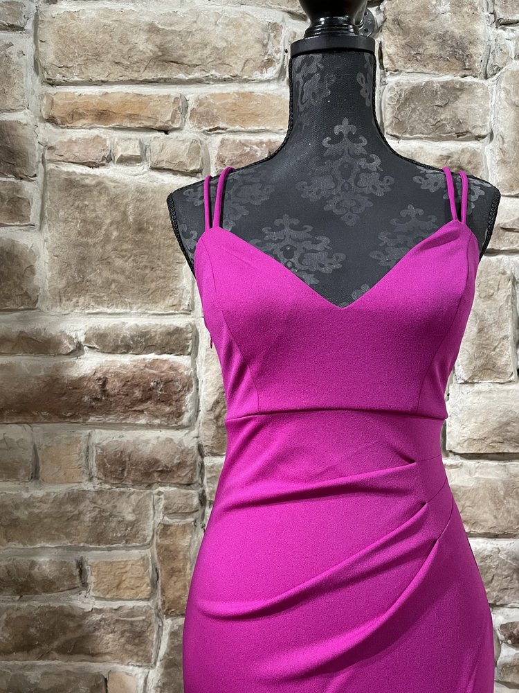 Jump Apparel Fuchsia Strappy Back Side Slit Gown