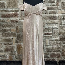 Nightway Champagne Metallic Cold Shoulder Gown, Size 20W