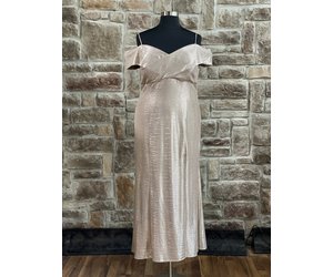 nightway champagne dress Metallic Cold Shoulder Gown, Size 20W Shoulder gown SIZE:L - 40 100% linen Miss Eliza High Heel Hidden back zip with