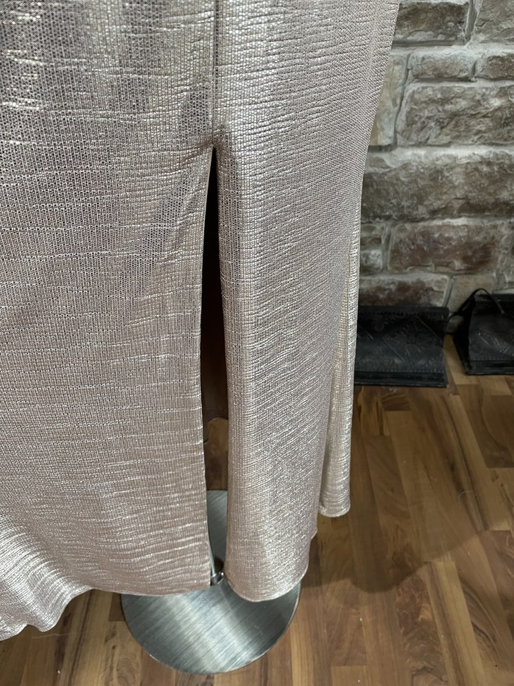 Nightway Champagne Metallic Cold Shoulder Gown, Size 20W