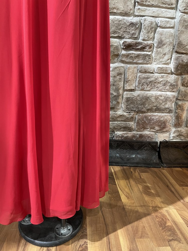 TLC Say Yes to the Prom Red Halter Beaded Top Strappy Back Gown, Size 11/12