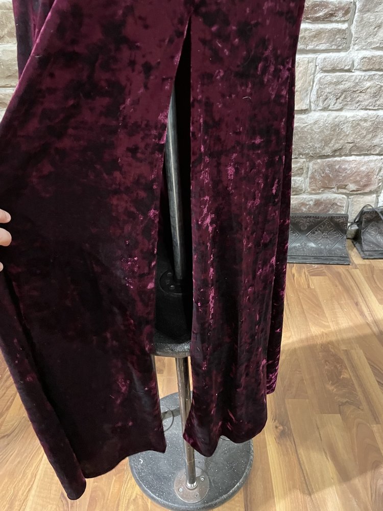 City Studio Maroon Crushed Velvet Strappy Back Gown
