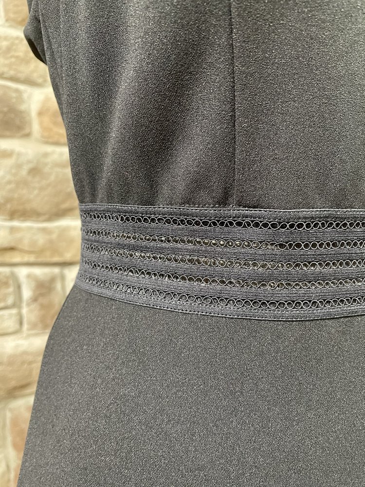 City Studio Black Illusion Waist Side Slit Gown