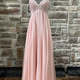 Sherri Hill Light Pink Pearl Embellished Top Gown