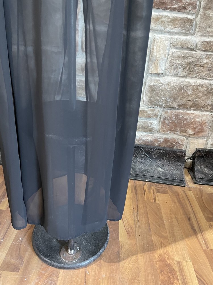 French Connection Black Jersey Knit Mesh Panel Chiffon Skirt Gown, Size 8