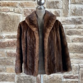 Woman's Plus Size Mahogany and Ranch Mink Fur Bomber Jacket